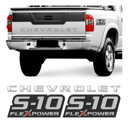 Kit Adesivo S10 Flexpower Vermelho + Faixa Chevrolet Grafite