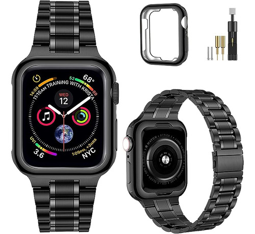 Malla De Acero Inox. P/apple Watch S/6/5/4 38/40mm - Negro