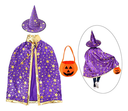 Conjunto De Disfraz De Halloween Para Niños Con Capa De