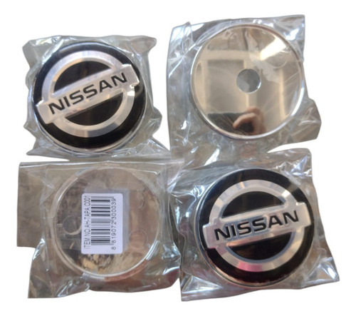 4 Tapa Centro Llanta Emblema Nissan 60mm Negro