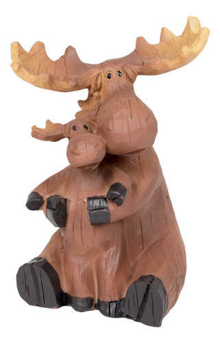 Mama Moose Con Bebé 5.25 inch Resina Figura Decorativa Me.