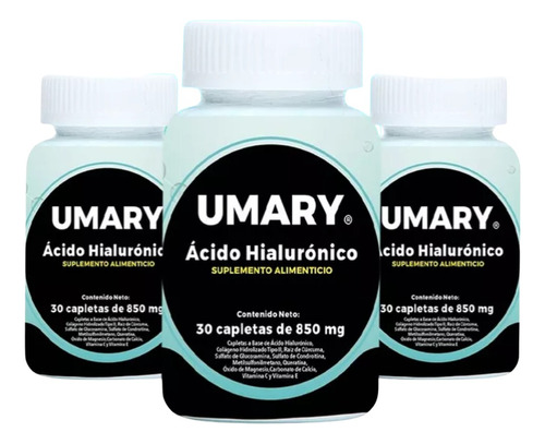 Kit De 3 Frascos De Ácido Hialurónico Umary- 30 Tabs