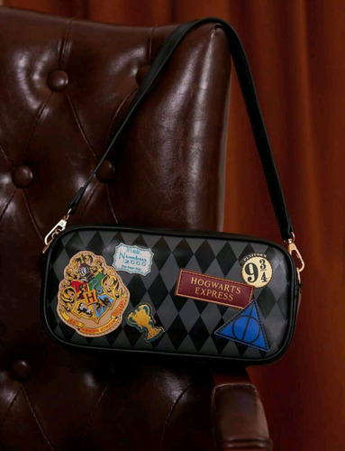 Bolso De Dama Harry Potter Expreso De Hogwarts Negro Geométrico Níquel Negro