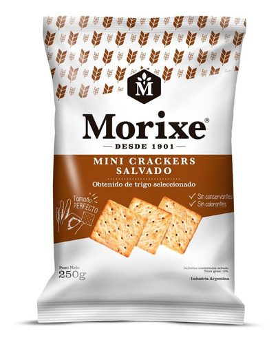 Galletitas mini crackers Morixe salvado x 250gr
