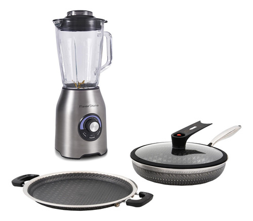 Juego De Sartenes 3 Piezas + Licuadora Flavorstone Bundle 2l Negro