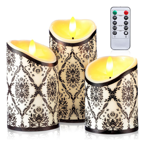 3 Piezas Velas Sin Llama En Blanco Y Negro Velas Con Pilas I