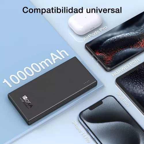 Cargador Bateria portatil para Celular Fuente de carga Telefono USB C 10000  MAh