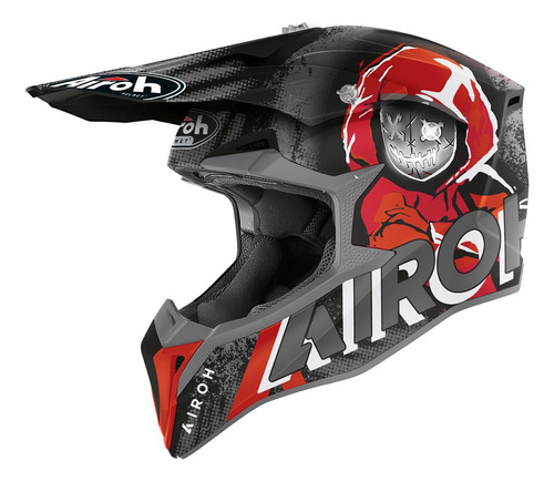 Capacete Motocross Airoh Wraap Alien Vermelho Cross Off Road