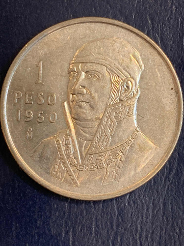 1 Peso Morelos 1950 Plata Ley 300 Cuellon