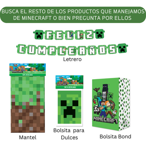 Mantel De Plastico Rectangular Fiesta Minecraft Kiwiminecraf