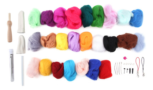 Felting Materials, Kit De Lana Para Roving, 25 Colores, Para
