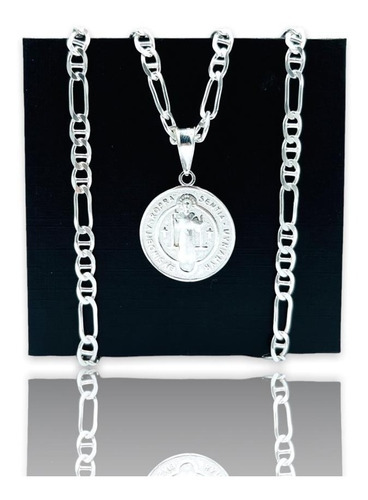 Medalla Plata Fina 925 San Benito Cadena Cartier Hombre