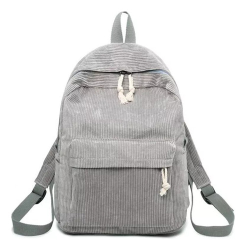 Mochila escolar para adolescentes, bolsa de pana grande y ligera, color gris