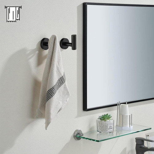 4pcs Acero Inoxidable Gancho Para Pared,7cdxd 304 Ganchos Para Percheros Y Toalla,accesorios De Baño Set,para Dormitorio,cocina,sala De Estar,garaje,aseo Ganchos De Pared,el Baño O La Oficina,negro