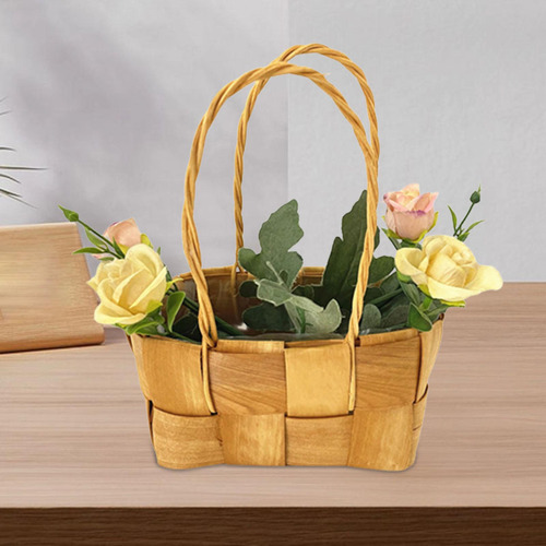 Cesta De Flores De Ratán, Cesta Tejida De Ratán, Arreglo