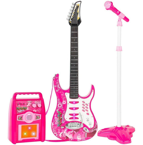 Juguete Guitarra Eléctrica Con Amplificador Micrófono Niños