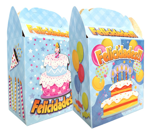 10 Cajas Dulceros Felicidades Cumpleaños Fiesta Aguinaldos