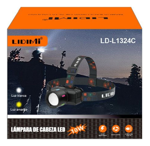 Linterna De Cabeza Lidimi Led Recargable Con Zoom