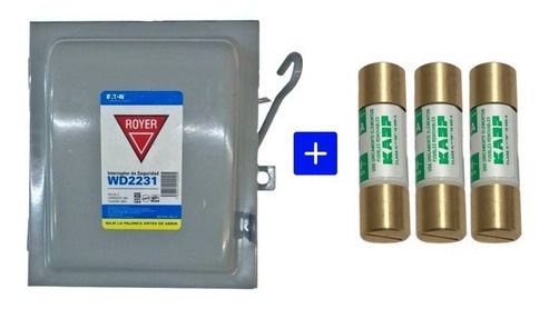 Interruptor De Seguridad De Cuchillas 3x30a Royer+3 Fusibles