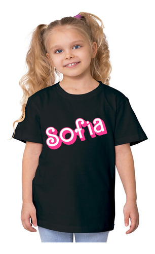 Remera Algodon Negra Barbie Girl Niña Nena Personalizada