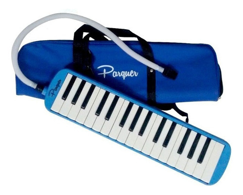 Melodica A Piano Parquer 32 Notas Con Funda Manguera Color Azul