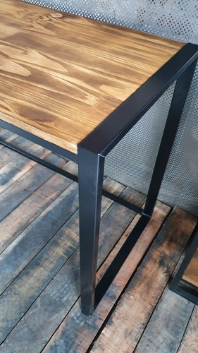 Escritorio Industrial Madera Hierro Madera 120x50 + Estantes