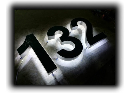 Números Residenciales 3's 3d Inox Led 25cm Arial