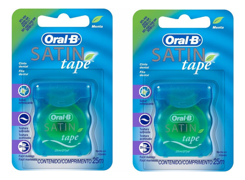 Kit 2 Fio Dental Satin Tape 25m Oral-b