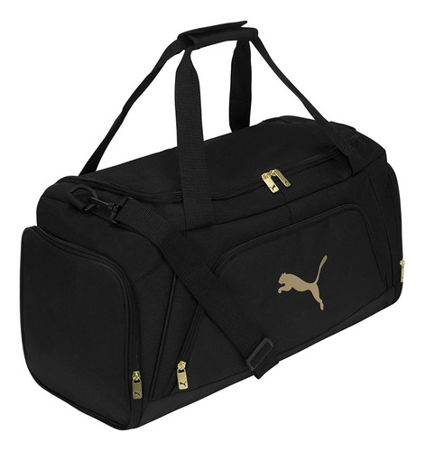 Puma Maleta De Mano Ejercicio Gym Deportiva Negro Con Dorado