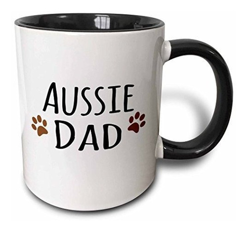 3drose Aussie Dog Dad Mug, 11 Oz, Black