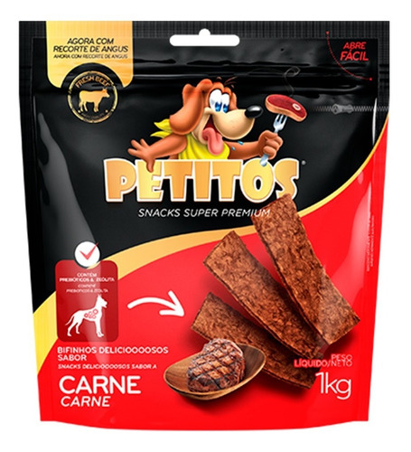 Petisco Canino Bifinho Petitos Premium Cães Sabor Carne 1kg