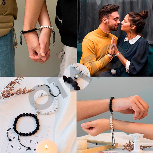 Imagen 4 de 10 de Pulseras Para Parejas Con Iman Yin Yang Para Compartir Amor