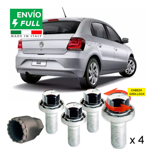 Kit 4 Tuercas Seguridad 12 X 1.25  New Vw Gol - Full!