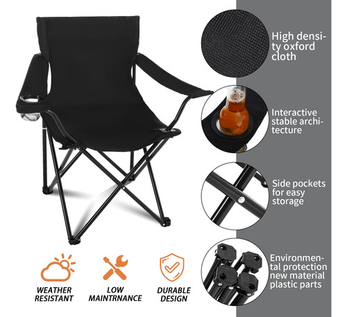 Juego De 5 Sillas De Campamento Y Mesa Plegable Portátil