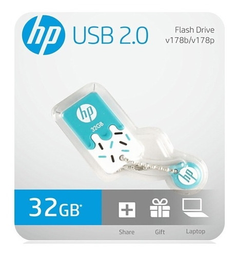 Memoria Usb 2.0 32gb Hp Flash Drive V178b Celeste