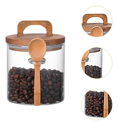 Latas Selladas Con Bote Transparente, Recipiente Y Cuchara