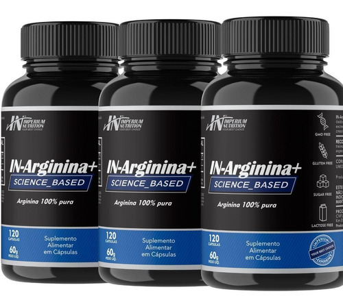 Kit 3x In-arginina+ Arginina 360 Cápsulas Imperium Nutrition