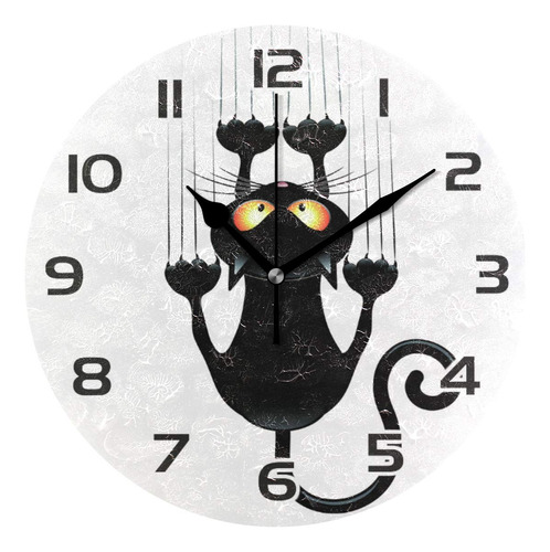Baofu Reloj De Pared Con Diseño De Gato Clásico, Redondo, Co