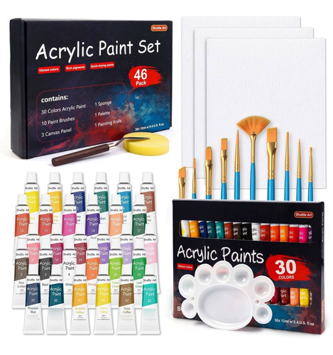 Pintura Acrilica Shuttle Art Color Pincel Lienzo Para