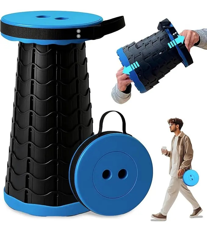 Banco Plegable Retráctil Telescópico Portátil Camping Taburete Circular Grande Plástico Porygon Antideslizante Con Correa