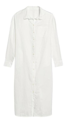 Vestido Mujer Old Navy Camisero Manga Larga Blanco