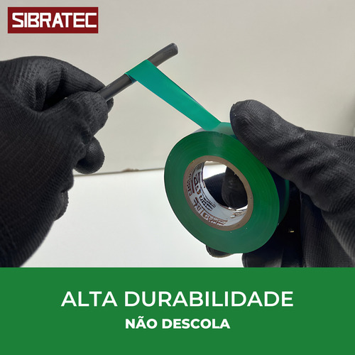 Kit 10 Fita Isolante Verde 20 Metros Sibratec Uso Geral