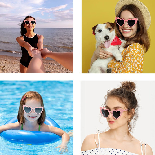Gafas De Sol Lentes De Sol Con Forma De Corazón Clásico Para Mujervintage Niños Corazón Gafas De Sol Gafas De Sol Vintage Casual 12 unidades