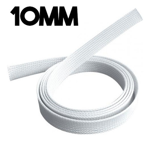 Imagen 2 de 4 de Tubo Cubre Cable X Metro 10mm - Malla Nylon Blanco