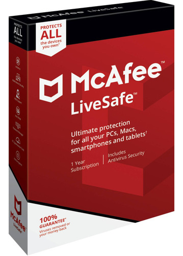 Antivirus Mcafee Livesafe +10 Dispositivos Ilimitado [1 Año]