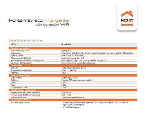 Imagen 7 de 9 de Portaretrato Digital 8' Smart Wifi App Nexxt 16gb Tactil