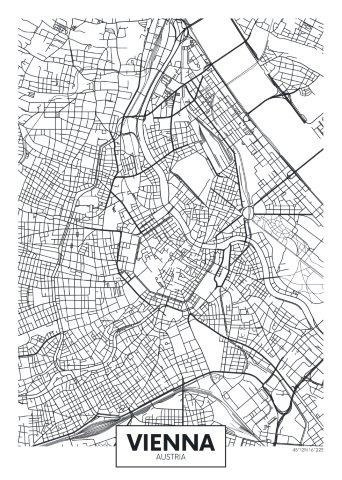 Mapa De Viena - Austria - Lamina De 40 X 50 Cm