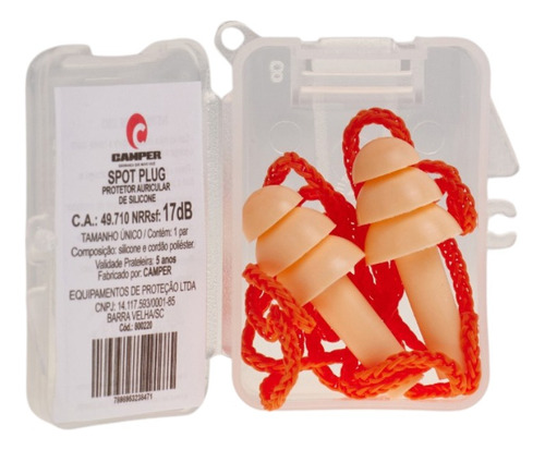 Kit 50 Protetor Auricular Plug Silicone 17db Camper