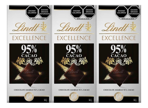 Pack X3 Lindt Excellence Chocolate Amargo 95% Cacao