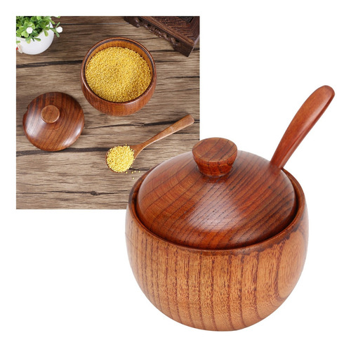 Caja Condimentos Madera Para Especias Sal Pimienta+ Cuchara